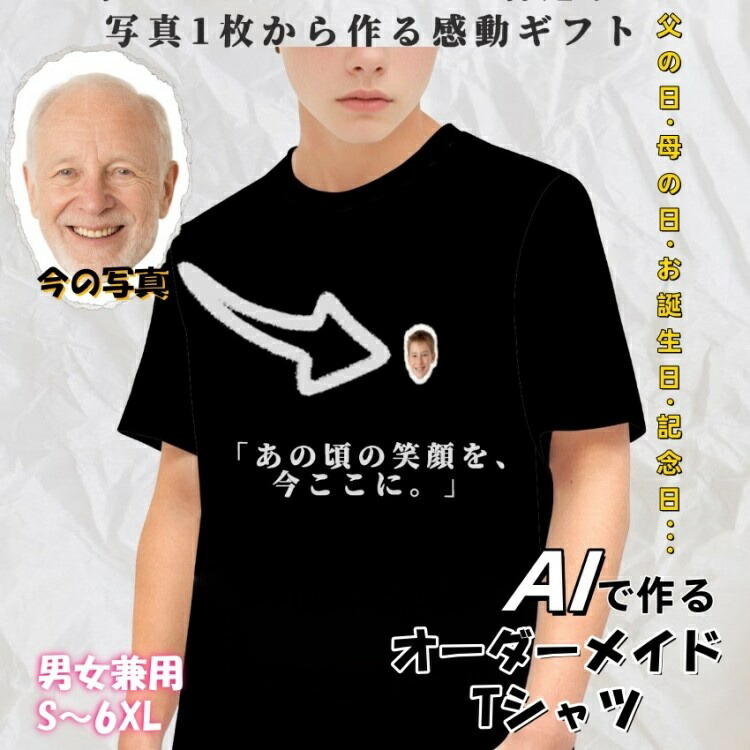 【1枚からOK】オーダーメイド写真プリントTシャツ｜名入れ可｜誕生日・記念日・推し活ギフトに最適｜ユニセックス対応 オーダーメイド Tシャツ 写真 プリント 名入れ プレゼント ギフト サプライズ 記念日 誕生日 8